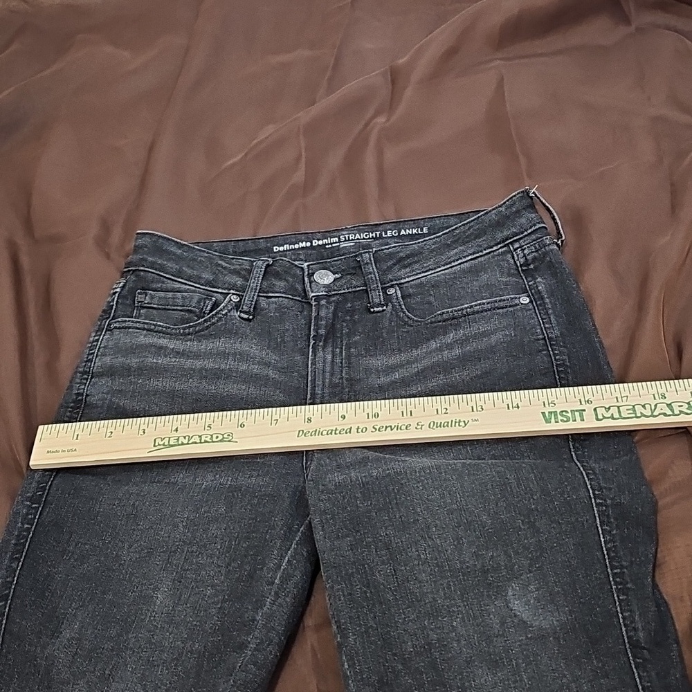 Chicos Black Jeans Define Me Denim Straight Leg Fringe Raw Hem Ankle Size 2 - Picture 4 of 7